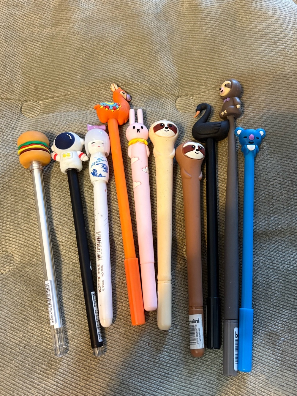 10 Pipsticks fun pens kawaii subscription box sloths llama astronaut bear swan